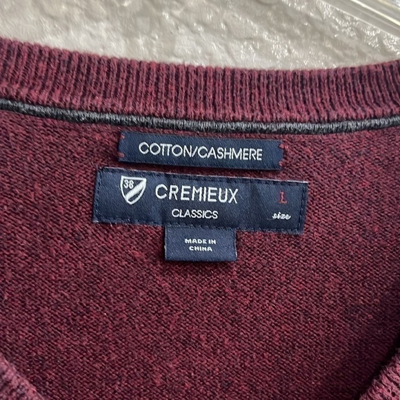 Cremieux classics pebbled burgundy cotton cashmere blend mens sweater Large - Picture 5 of 10